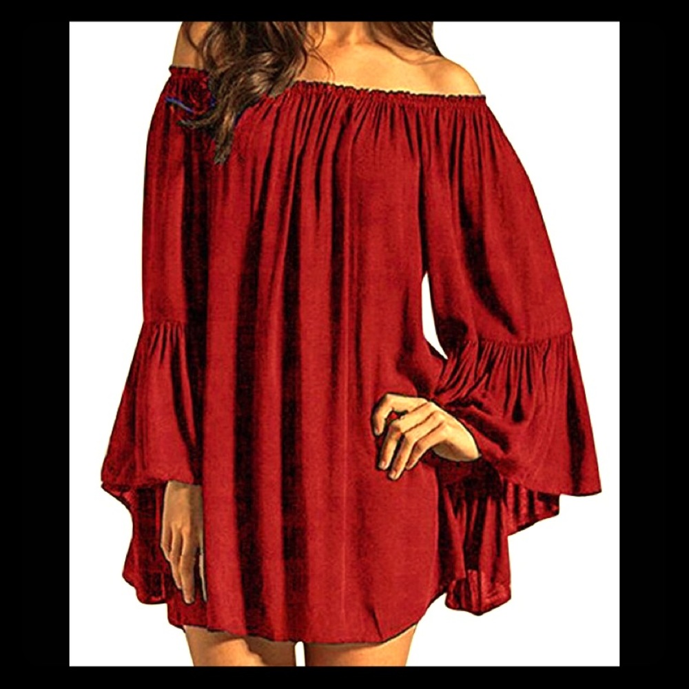 Off Shoulder Burgundy Dress